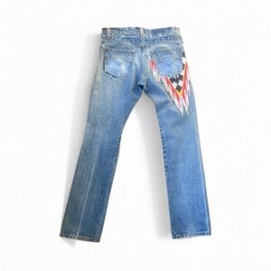 Rhude Distressed Patchwork Straight Jeans